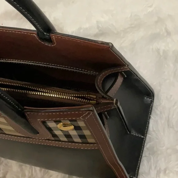 Burberry Black & Brown Plaid Tote Bag - Picture 3 of 8